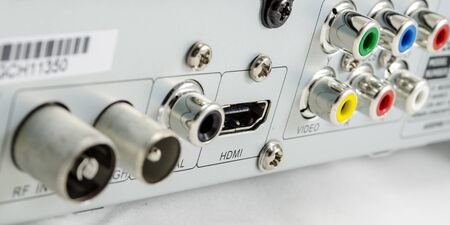 View of DVD player showing multiple connections