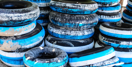 Background of inner tubes used for play