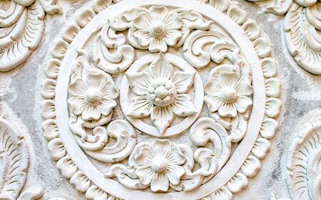 Close up detail of sculptured Temple decorationの写真素材