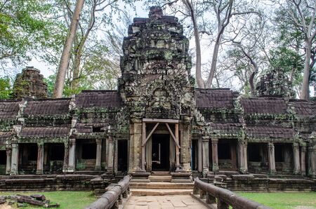 Entry to ancient ruined temple in Cambodiaの写真素材