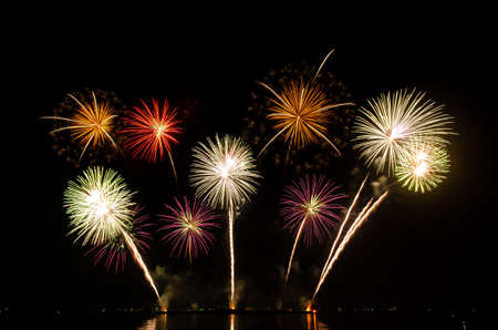 Explosion of fireworks at Christmas and New Year displayの写真素材