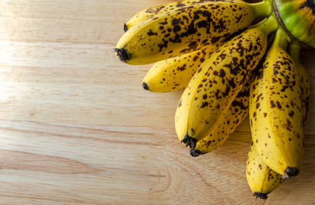 Hand of bananas in over ripe stateの写真素材