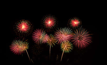 Explosion of fireworks at Christmas and New Year displayの写真素材