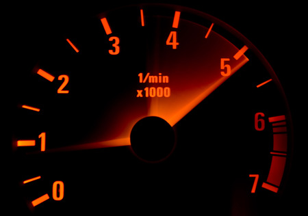 Speedometer and rev-counter inside the carの写真素材