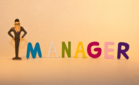 Colorful letters that spell the word - managerの写真素材