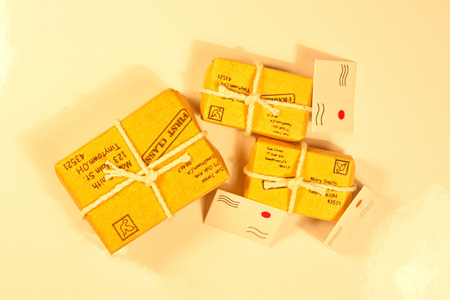 A group of parcels and envelopes to be delivered