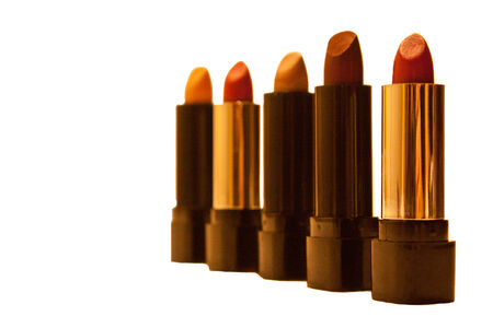 Close up of line of lipsticksの写真素材