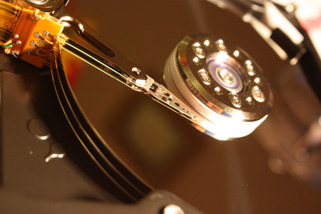 A macro view inside a hard disk drive HDD