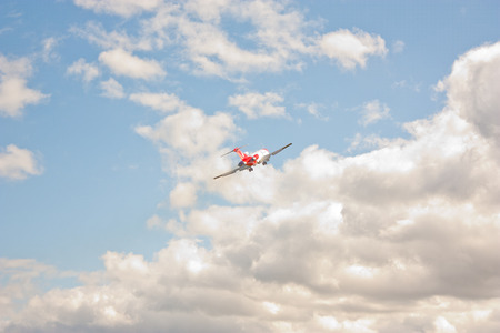 A beautiful red and white Boeing 727, Oil Spill Response, aircraft in the heart of England.
