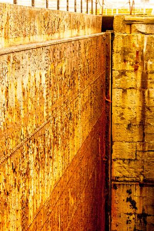 This is the dry dock that Titanic once sat, many years before it's disaster.  The dock sits in Belfast, Northern Ireland.の写真素材