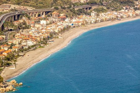 A view of the beautiful city of Taorimina city, in Sicily, Italy.