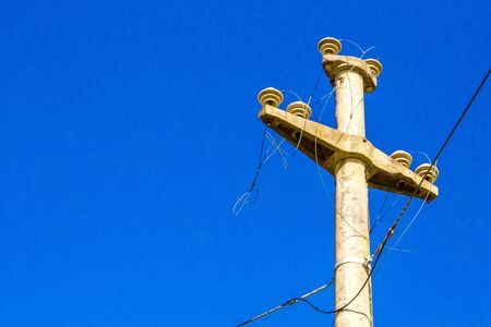 A power line is damaged and awaiting repair.