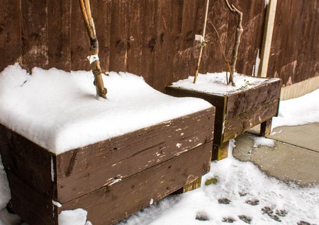 A heavy snow fall in a small town of England, United Kingdom.の写真素材