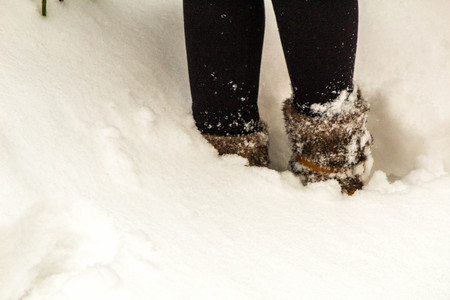 A heavy snow fall in a small town of England, United Kingdom.の写真素材
