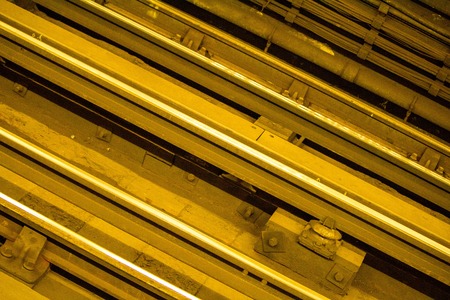 A close up look at the track at which London Underground trains run on.の写真素材