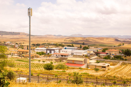 A look at a typical view across the land of Sicily, Italy.の写真素材
