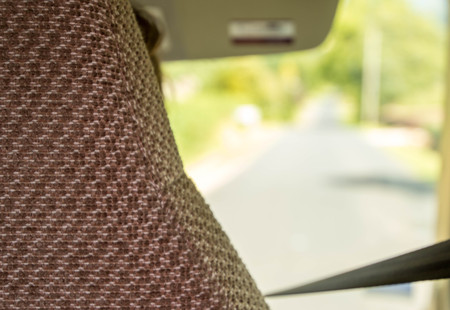A typical view from a vehicle driver's perspective.