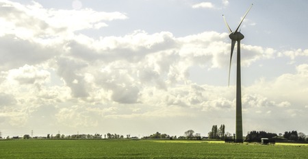 A typical wind turbine on the countryside of Lincolnshire, UK.のeditorial素材