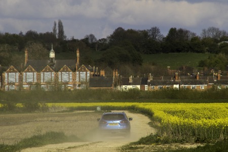 A view of the beautiful summer fields of Lincolnshire, United Kingdom.のeditorial素材