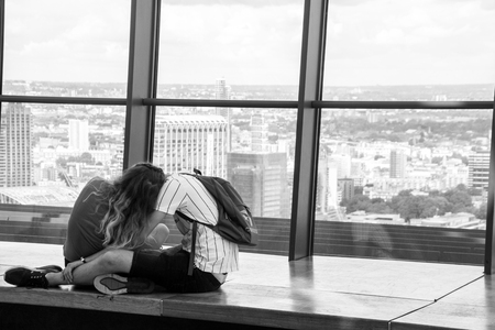 August 20, 2019 â London, United Kingdom. The Sky Garden has a spectacular view all around London. It is situated inside the Walkie Talkie building.のeditorial素材