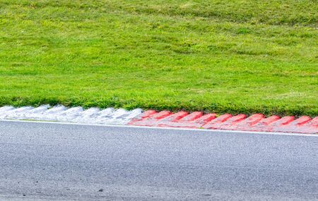 A view from where a spectator stands at a racetrack.の写真素材