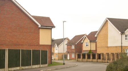 A street with new build houses ready for their new tenants or occupants.