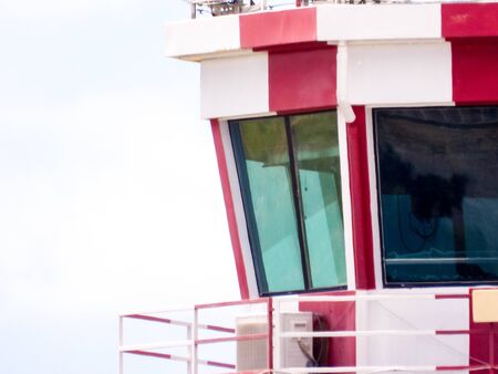 The top of an Air Traffic Control tower, on an airfield to control aircraft coming and out.の写真素材