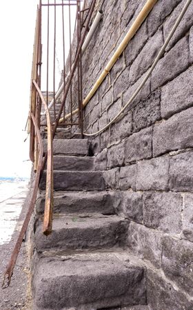A set of steps made from the lavs rock that once was part of the famous Mount Etna volcano, in Sicily, Italy.の写真素材