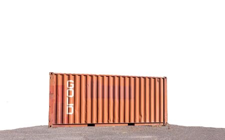 A storage container with the word 'Gold' on the side of it.の写真素材