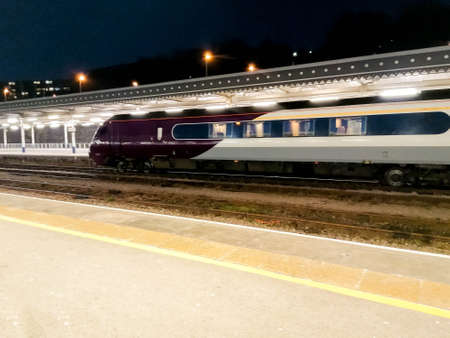 A view on just one of the thousands of train stations platforms in the United Kingdom.の写真素材