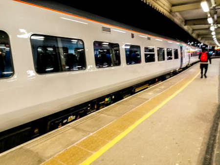 A view on just one of the thousands of train stations platforms in the United Kingdom.の写真素材