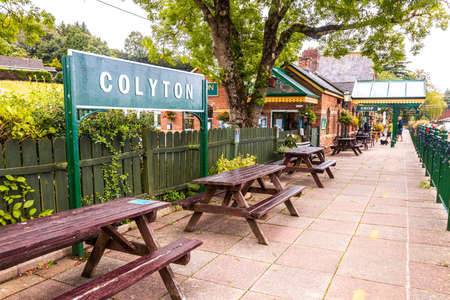 July 30, 2021 : Colyton, England, United Kingdom. A vintage tramway for tourists and locals from all...