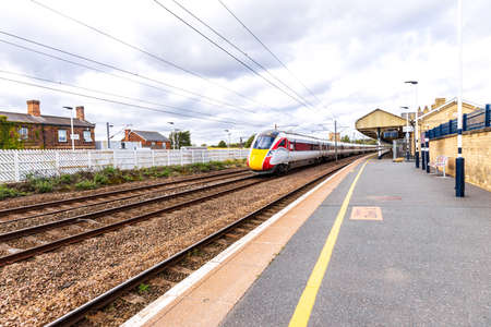 A view of a typical train station platform, in the United Kingdom. Empty at the time of the photo...
