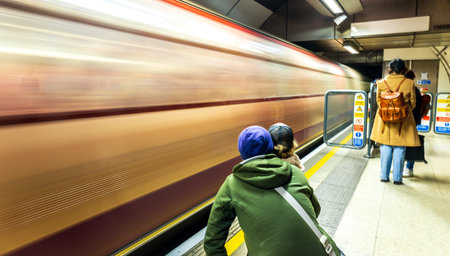 A view from the London Underground tube system. Millions of travelers per year use the Underground to get quickly from A to B across the city.のeditorial素材