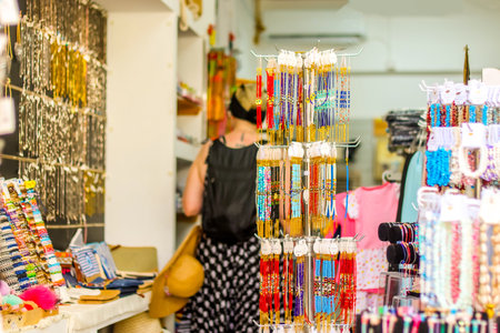 Gift shops spread all across Greek islands, for tourists across the world to come to, enjoy and buy from.の写真素材