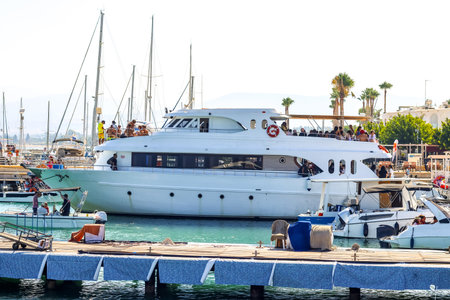 A common boat found on the shores and in the crystal clear blue waters of Paphos, in Cyprus.