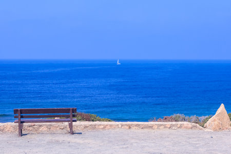 Just one of the millions of stunning views across the Mediterranean beach shore views. This one in Paphos, Cyprus.の写真素材