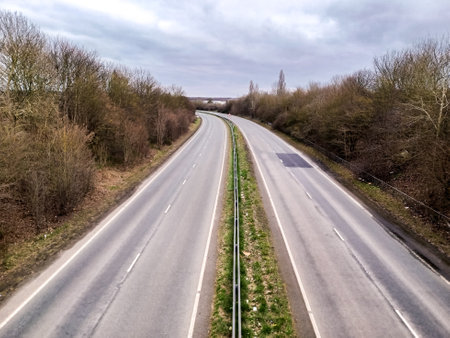 An open route dual carriageway during a quite period. Just one of thousands of dual carriageways that stretch across the country.の写真素材