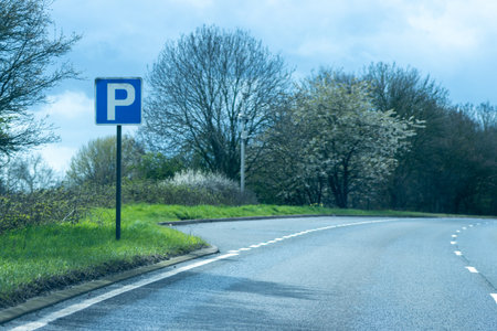 A layby parking on one of the busy carriageways of the United Kingdom.の写真素材