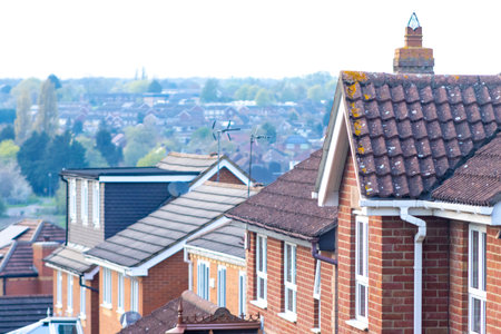 A view across many houses within a city in the United Kingdom.