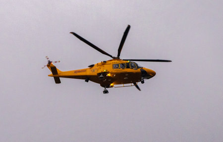 The Air Ambulance helicopter provides quick reaction and help to emergency situations across the country within a shorter time than by road.の写真素材