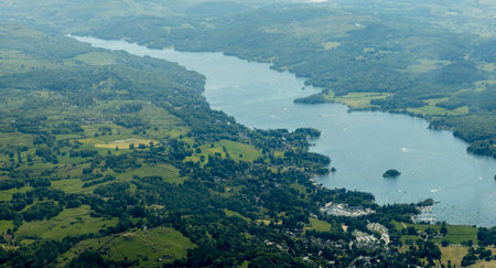 One of the millions of lakes around the United Kingdom, seen from above.