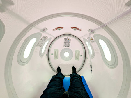 An oxygen chamber which takes patients / customers to high pressure and help cure various health ailments.の写真素材