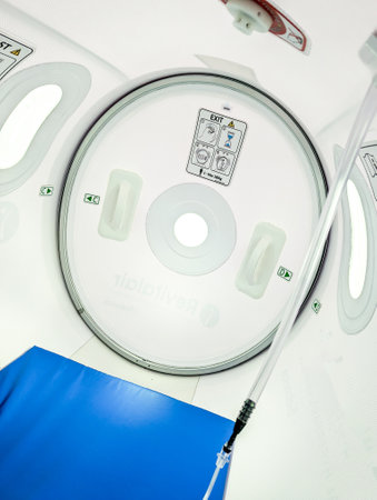 An oxygen chamber which takes patients / customers to high pressure and help cure various health...
