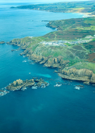 The Scottish coastline has stunning views all around, here seen from an aircraft flying over one section.の写真素材