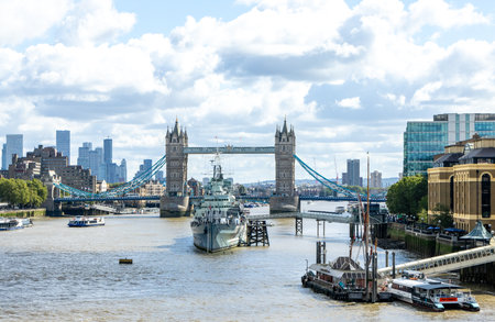 The River Thames, in London, is one of the most famous rivers in the World. Here seen a view looking...
