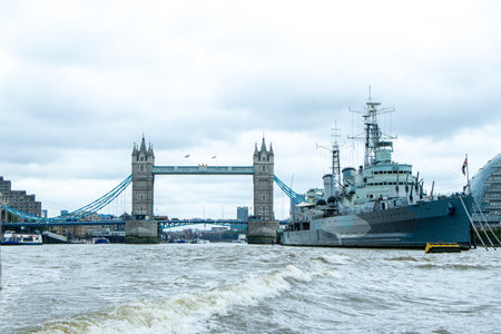 The River Thames, in London, is one of the most famous rivers in the World. Here seen a view looking along with various landmarks and buildings that surround it.の写真素材
