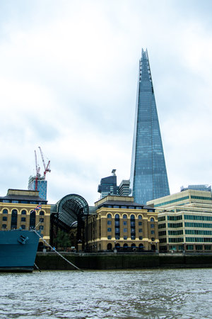The Shard is a sharp skyscraper that stands tall over London, United Kingdom, visited by millions per year.の写真素材
