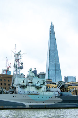 The Shard is a sharp skyscraper that stands tall over London, United Kingdom, visited by millions per year.の写真素材