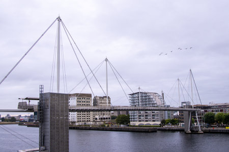 Just one of the thousands of engineered bridges built in London, UK, this one being in Victoria Docks.の写真素材